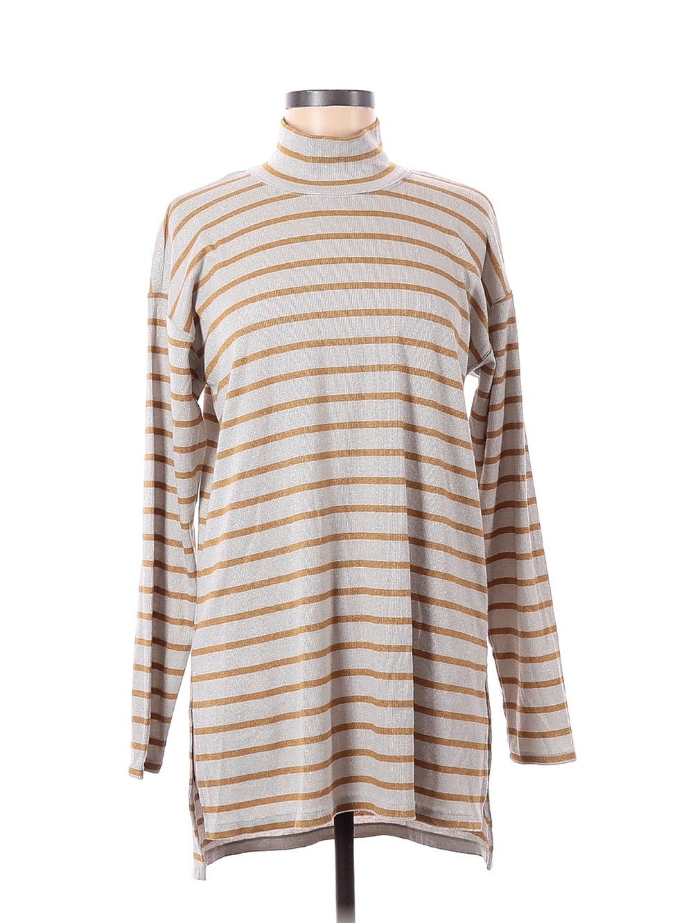 Vanessa Virginia Anthropologie Striped Mock Neck Long Sleeve Mini Dress